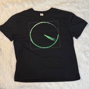 Black 100% cotton T-Shirt with Green Circle Design